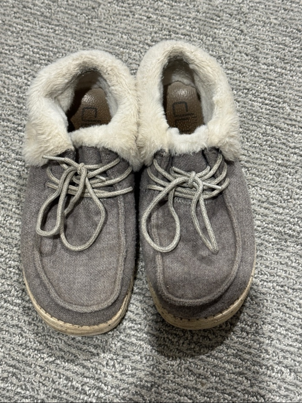 Hey Dude Gray Faux Fur Lined Casual Flats